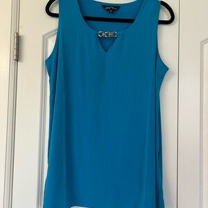 NWOT Slinky Brand Sz L Stretch Tank Top Chain Accent V Neck Travel Camisole Chic